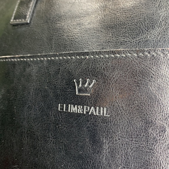 ELIM & PAUL Black Synthetic Leather Large Tote Shoulder Bag - Picture 3 of 12